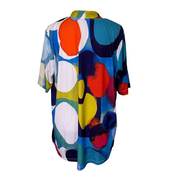 ali miles top short sleeve abstract bold color blocks v neck womens xl - Picture 2 of 5